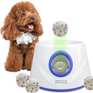 Automatic Dog Ball Launcher, Upgraded Dog Ball Throw Launcher, Adjustable Distance 20-45FT, for Small/Medium Dogs, with 3 2.3-inch ETPU Balls, Indoor and Outdoor Interactive Toys