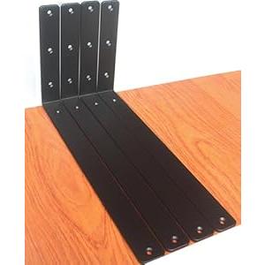 4 Pack - L 5" x H 4" x W1.5, 5mm Thick Black L Shelf Bracket, Iron Shelf Brackets, Metal Shelf Brackets, Floating Shelf, Shelf Supports with Screws