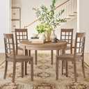 COLAMY Wooden Dining Chairs Set of 4, Nine-Square High Back Kitchen Side Chair, Farmhouse Dining Chairs for Kitchen and Dining Room, Light Brown