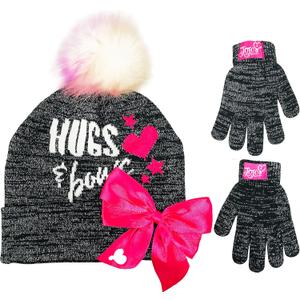 Nickelodeon JoJo Siwa Hugs & Bows Girls Winter Hat and Gloves Cold Weather Set, Age 4-7