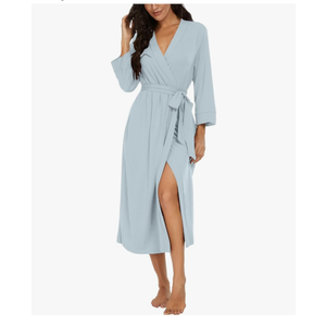 VINTATRE Women Kimono Robes Long Knit Bathrobe Lightweight Soft Knit Sleepwear V-neck Casual Ladies Loungewear, Large