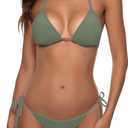 Women Two Piece Bikini Swimsuit Sexy Bathing Suits Halter Triangle Tops String Bikini Sets (Small, Amy Green)