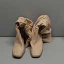 Juliet Holy Women's Knee High Boots Chunky High Heel Square Toe Side Zipper Wide Calf Boot (8.5, Nude)