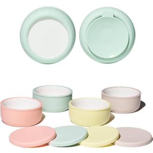 Pandaloo Porcelain Kids Bowls with Removable Silicone Sleeve & Lid Strong Suction Base, Microwave & Dishwasher Safe, Toddler-Proof, Non-Slip Ceramic Feeding Bowls for Babies & Toddlers (Set of 4)