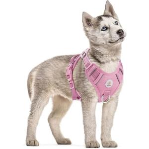 Hipubby Dog Harness Small Sized Dog, No Pull Pet Harness with 2 Metal Rings and Control Handle, Adjustable Soft Dog Vest with Reflective Strips, Easy Walking and Training for Small Dogs, Pink, S