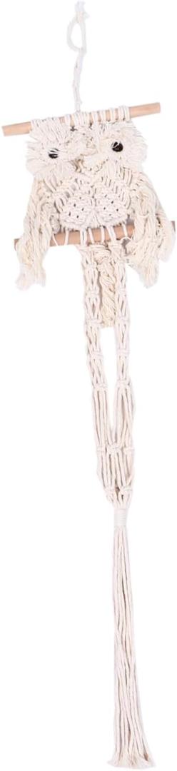 LIOOBO Macrame Plant Hanger Owl Indoor Hanging Planter Basket Decorative Flower Pot Holder Wall Flowerpot Decoration Hand-Woven Cotton Rope Boho Home Room Decor Outdoor Indoor Beige