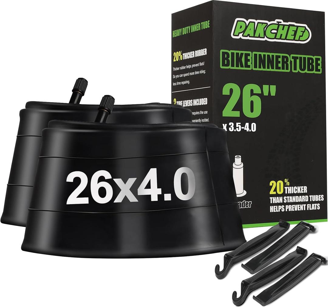 Heavy Duty 20x4.0, 26x4.0 Fat Tire Tube with Schrader Valve - Thick Butyl Rubber Bike Inner Tube for E-Bikes Mountain Bikes