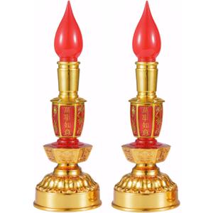 Led Retro Chinese Candle lamp Vintage Style Retro Nostalgic Ancient Chinese Style Buddhist Supplies - 1 Pair