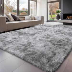Sour Lemon 8x10 Area Rugs for Bedroom, Living Room Fluffy Rugs, Large Area Rug Shag Shaggy Carpet Soft Plush Furry Bedside Rug, Machine Washable Area Rugs for Kids Girls Boys Home Decor Anti Slip (8' x 10' (Rectangular), Light Grey)