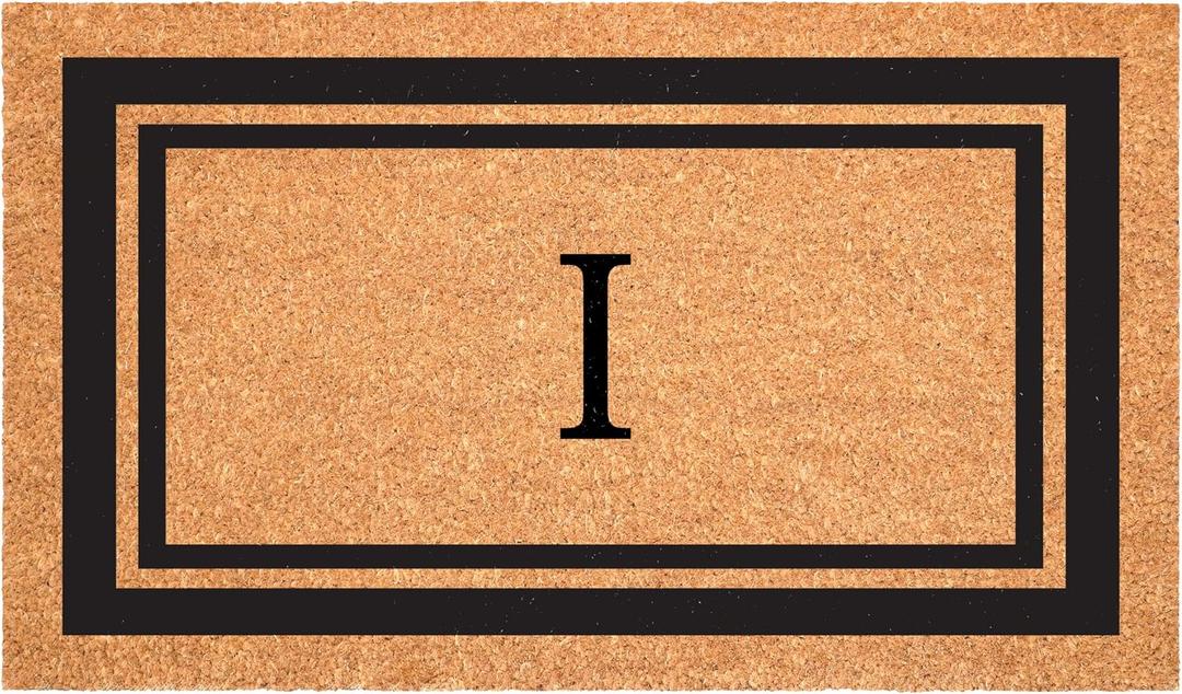 Calloway Mills 152962436I Black Border 24" x 36" Monogram Doormat, (Letter I)