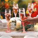 4 Pcs Pink Bow Champagne Flute Glasses Set, 6 OZ Christmas Champagne Wine Glasses with Long Stem, Elegant Girly Glassware Gift for Xmas Bachelorette Bridal Shower Wedding Birthday Party