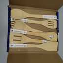 Wooden Spoons for Cooking Bamboo Utensils Set (6 Pieces) - Essential Tools Wooden Spatula & Spoons for Everyday Stirring, Mixing, Flipping & Serving, Gentle on Nonstick Cookware, White