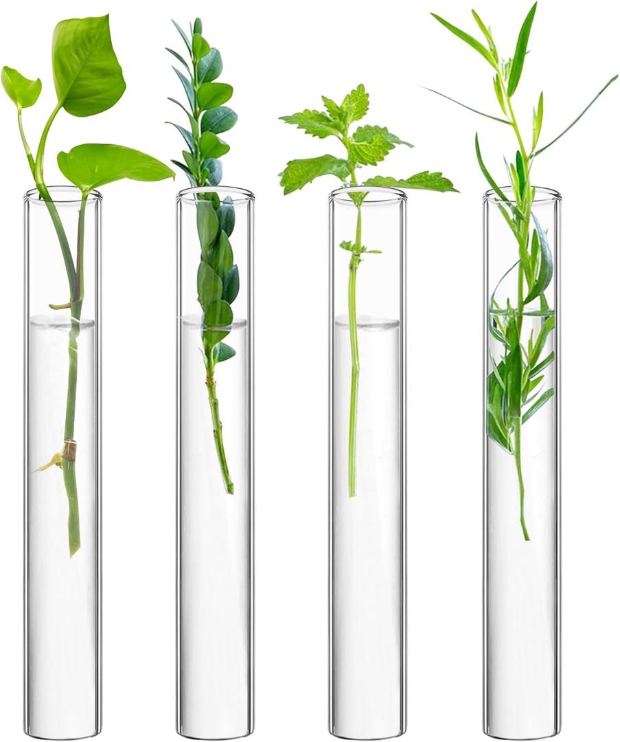 XXXFLOWER Glass Propagation Stations Accessories Glass Test Tubes Tiered Planters Wall Terrarium for Home Office Plant Hanger Flower Vases Wall Decor Hydroponic Cuttings Clear-4 Tube Vases