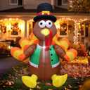 Evoio Thanksgiving Inflatable Turkey, 4 FT Blow up Turkey Inflatable with LED Lights, Happy Turkey Inflatables for Holiday, Party, Yard, Lawn, Garden, Outside, Outdoor Decorations