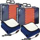 Tuanse 2 Pcs USB Heated Blanket 25"x35" Small Portable 5v 3 Setting Electric Blanket with Timer and Temperature Controller Winter Wearable Recharge Throw for Travel Home(Navy Blue)