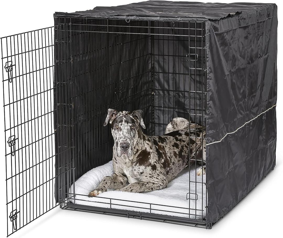 MidWest Homes for Pets XXL Dog Crate Cover, Black Polyester Privacy Kennel Cover Fits Most Giant 54-Inch Crates, Machine Washable, Reduces Barking & Chewing