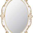 Eaoundm 14.5 x 10 inchs Oval Antique Decorative Wall Mirror Vintage Hanging Mirror (White)
