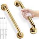 Grab Bars for Shower, Zynuhmo 2 Pack 12 Inch Anti Slip Stainless Steel Bathroom Safety Shower Grab Bar Handrails for Handicap Injury Pregnant Senior Assist Shower Handles(Titanium Gold, 1" Diameter)