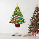 Felt Christmas Tree for Toddlers, 3.2ft Animal Theme Felt DIY Tree for Kids Wall with Lights + 33 Ornaments (Include 25 animals), Indoor Christmas Wall Hanging Decor, Kids Gifts Parties Activities