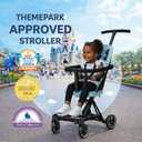 Dream On Me Coast Rider Travel Stroller, Lightweight & Compact Baby Stroller, Theme Park Approved, Book-Folding Design, Adjustable Handle, Soft-Ride Wheels, Converts to Rider & Scooter - Sky Blue