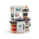 Step2 Great Gourmet Kids Kitchen Playset, Indoor/ Outdoor Kitchenette, Interactive Play with Lights and Sounds, Made of Durable Plastic, Includes 33 Piece Toy Accessories, Toddlers 3+ Years Old, Tan