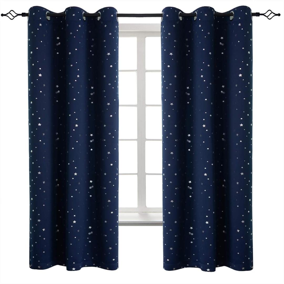 BGment Kids Blackout Curtains for Boys Bedroom, Star Curtains Thermal Insulated Grommet Window Drapes for Nursery, Set of 2 Panels (42 x 63 Inch, Navy Blue) BGment Kids Blackout Curtains for Boys Bedroom, Star Curtains Thermal Insulated Grommet Window Drapes for Nursery, Set of 2 Panels (42 x 63 Inch, Navy Blue)