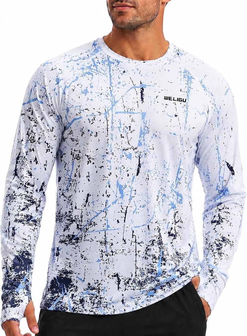 Men's Swim UPF 50+ Sun Protection Shirt Long Sleeve SPF Fishing Outdoor UV Hiking Lightweight Shirts (XXL)