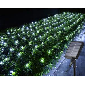 iBaycon 4ft  6ft Solar Net Mesh Lights, Solar Powered Christmas Net Light Outdoor Waterproof, 8 Modes Bush Netting Lights for Xmas Trees, Party, Garden, Wedding, Outdoor Decorations (White, 1PACK)