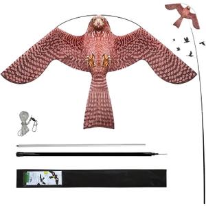 Bird Hawk Flying Kite with Pole Crops Farm Protector Bird Scarer Flying Kite with 4m Pole-Style A, 200-500 Sq M