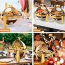 ROVSUN 6 QT Chafing Dishes for Buffet, Roll Top Chafing Dish Buffet Set, Stainless Steel Buffet Warmer Chafers and Buffet Warmers Sets for Catering Events Parties Weddings Dinners,Gold