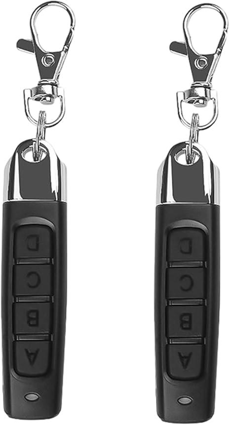 Universal Gate Opener Remote433mhz RemoteGate Control Remote  Cloning Remote Control Key Fob, 4 Buttons Universal Cloning Remote Control Key Fob 433mhz for Garage Door（2 Pack ）