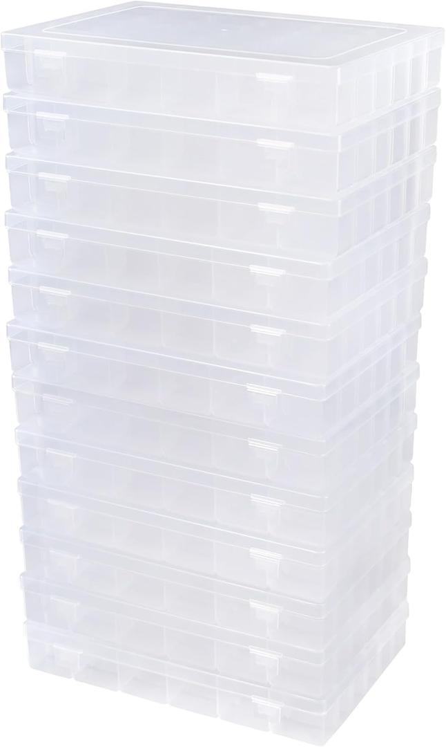 12 Pack 36 Grids Bead Organizers Plastic Organizer Box with Dividers 3600 Tackle Boxes Organizer Clear Box Organizers Compartment Storage Container