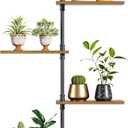 4-Tier Wooden Metal Corner Plant Stand - Floating Plant Shelf for Indoor Garden Decor (Pot up to 8")