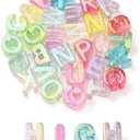 DanLingJewelry 32Pcs  Random Acrylic Letter Beads Rainbow Alphabet Letter Bead Spacer Loose Bead for Bracelets Jewelry Making