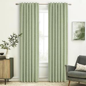 Full Blackout Sage Green Curtains 84 inches Long for Living Room, Black Out Linen Insulating Heat Light Blocking Curtains for Bedroom, 52x84 in Length, Sage Green