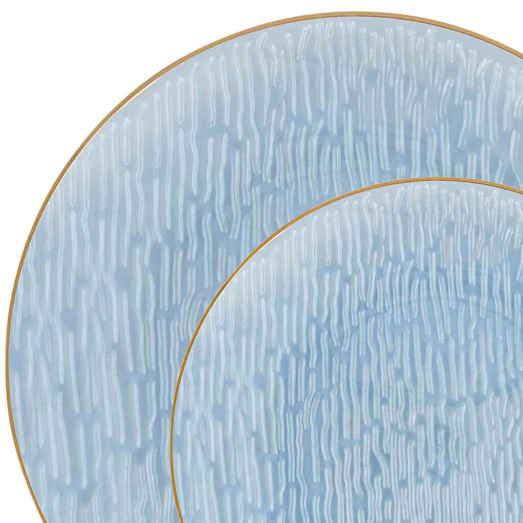 Icicles Plates Blue Gold Rim Combo 7"+10" Case of 96 (4 packs x 24)