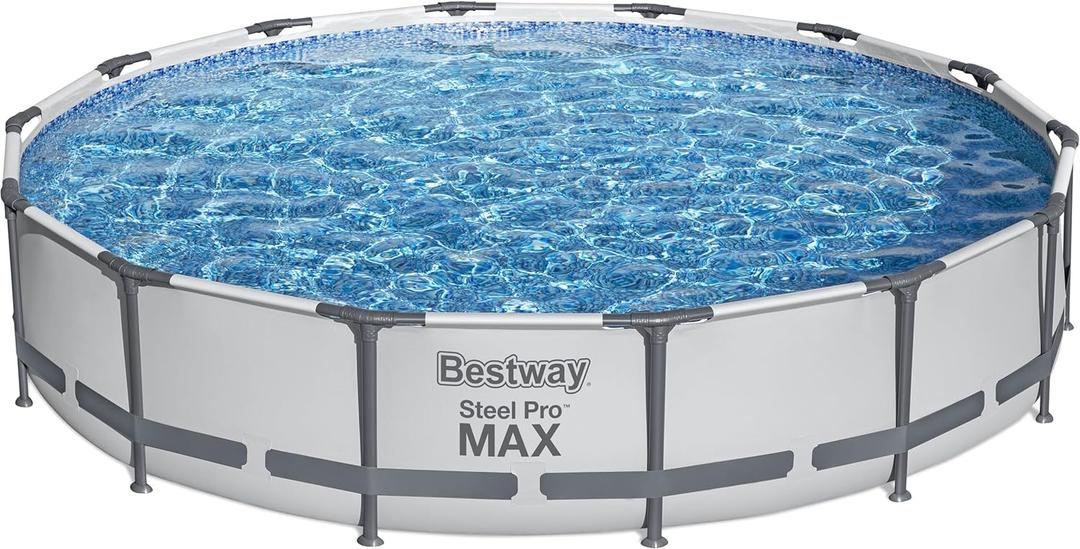 Bestway Steel Pro MAX 14' x 33" Round Above Ground Pool Set | Includes 530gal Filter Pump (Gray)