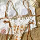 BIKINX Sexy Bikini Sets for Women Seashell Halter Tie Back Two Piece Swimsuit Color Block Triangle Bathing Suit, Orange Medium