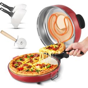 VEVOR Pizza Oven, 14 in Electric Pizza Maker, 1600W Electric Pizzas Cooker with Cordierite Stone, 5-Mode Temperature Control, Viewing Window for Precise Cooking, Heats up to 698 F, for Home Kitchen, 14 Inch Upgrade