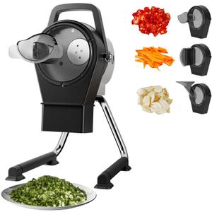 Electric Vegetable Chopper, 200W Commercial Vegetable Slicer, Scallion Cutter Food Processor With 3 Feed Ports, 1-5mm Adjustable Thickness, 6000RPM For Veggie Onion Garlic Ginger Chili Potato