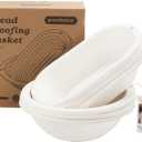 6pcs Round and Oval Pulp Bread Proofing Basket Sourdough Banneton Brotform Bread Baking Supply with Storage Bag 30pcs Disposable Non-Woven Liners for Professional Homemade Bread (3pcs 11 inch Oval + 3pcs 10 inch Round)