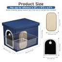 Cat Litter Box Enclosure, Foldable Hidden Litter Box with Mesh Storage Bag, Litter Box Furniture Hidden with Waterproof Inside, Easy Clean, Odor Control, Easy Assembly, 21.6L x 17.7D x 17.7H, Blue