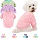 Dog Sweater, 3 Pack Dog Sweaters for Small Medium Dogs or Cat, Warm Soft Flannel Pet Clothes for Dogs Girl or Boy, Dog Shirt Coat Jacket (Large, Pink+Purple+Light Green)