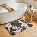 Brown and White Western Cowhide Bathroom Rugs 24"x16" Water Absorbent Soft Non-Slip Bath Mat Machine Washable Mats for Showers Laundry Rooms Indoor Doors Decor