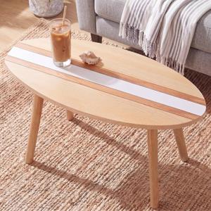 Novabright Coastal Decorative Surfboard Coffee Table, Solid Wood Small End Table 23.6 x 16.5 Inch, Stripe Overlaid Side for Living Room Bedroom Balcony Yard