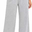 Women's Drawstring Waist Straight Wide Leg Sweatpants Casual Jogger Soft Pants with Pockets (Gray, XS)