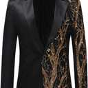 Cloudstyle Mens Stylish Dinner Tux Dress Blazer Gold Sequin Slim Fit Suit Jacket Sport Coat X-Small