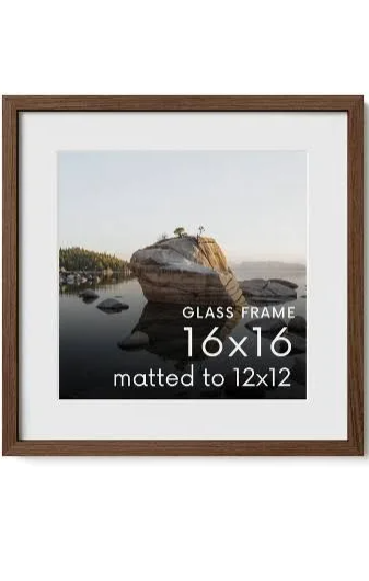HAUS AND HUES 16x16 Picture Frame with Real Glass & Walnut American Oak Matted to 12x12 - Oak 16 x 16 Frame With Mat - Includes Vertical & Horizontal Hang - Ideal for Home, Office (16x16 in, Walnut)