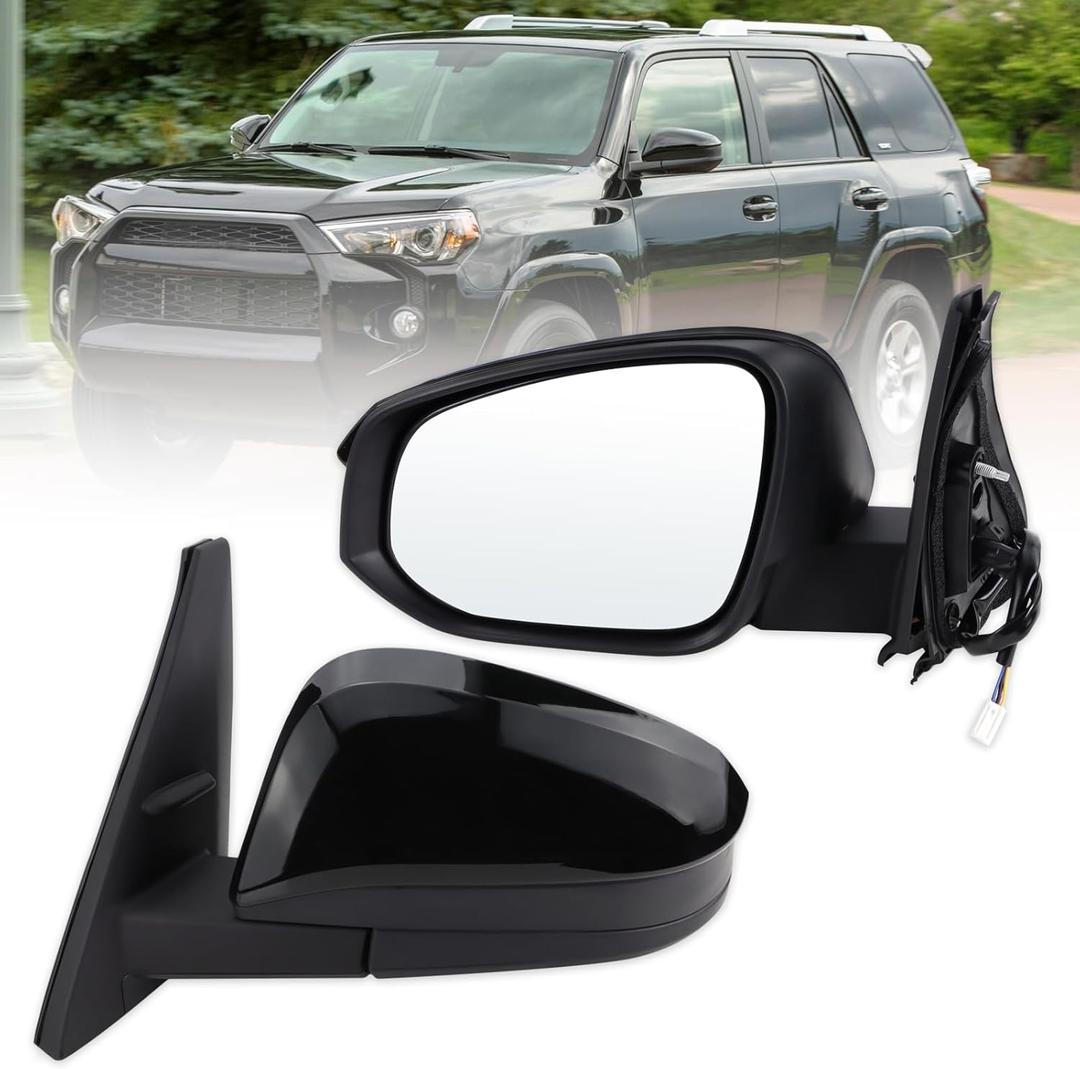 Left Driver Side Mirror Compatible With 2014-2025 Toyota 4Runner With Manual Folding Power Glass Heated Black Replace#87940-35B60(5Pins)