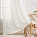 YJ YANJUN Vintage Lace Curtains 63 Inches Length- Elegant Victorian Floral Ivory Sheer Curtain Panels for Living Room Bedroom Kitchen, Scalloped Edges Rod Pocket, 2 Panels 52W x 63L Cream